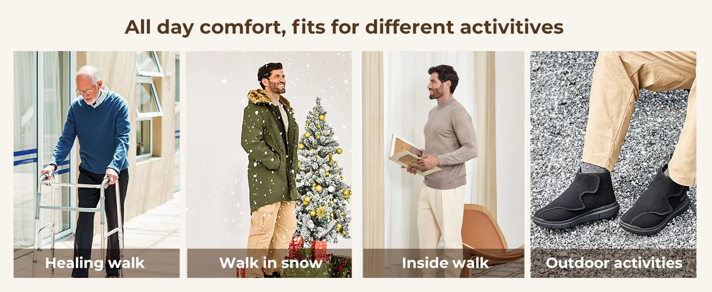 FitVille Wide Diabetic Winter Boots For Men Fully Adjustable Straps Men‘S Snow Boots Wide Neuropathy With Warm Fur Lining - Buy online at  Vibe In Cart.