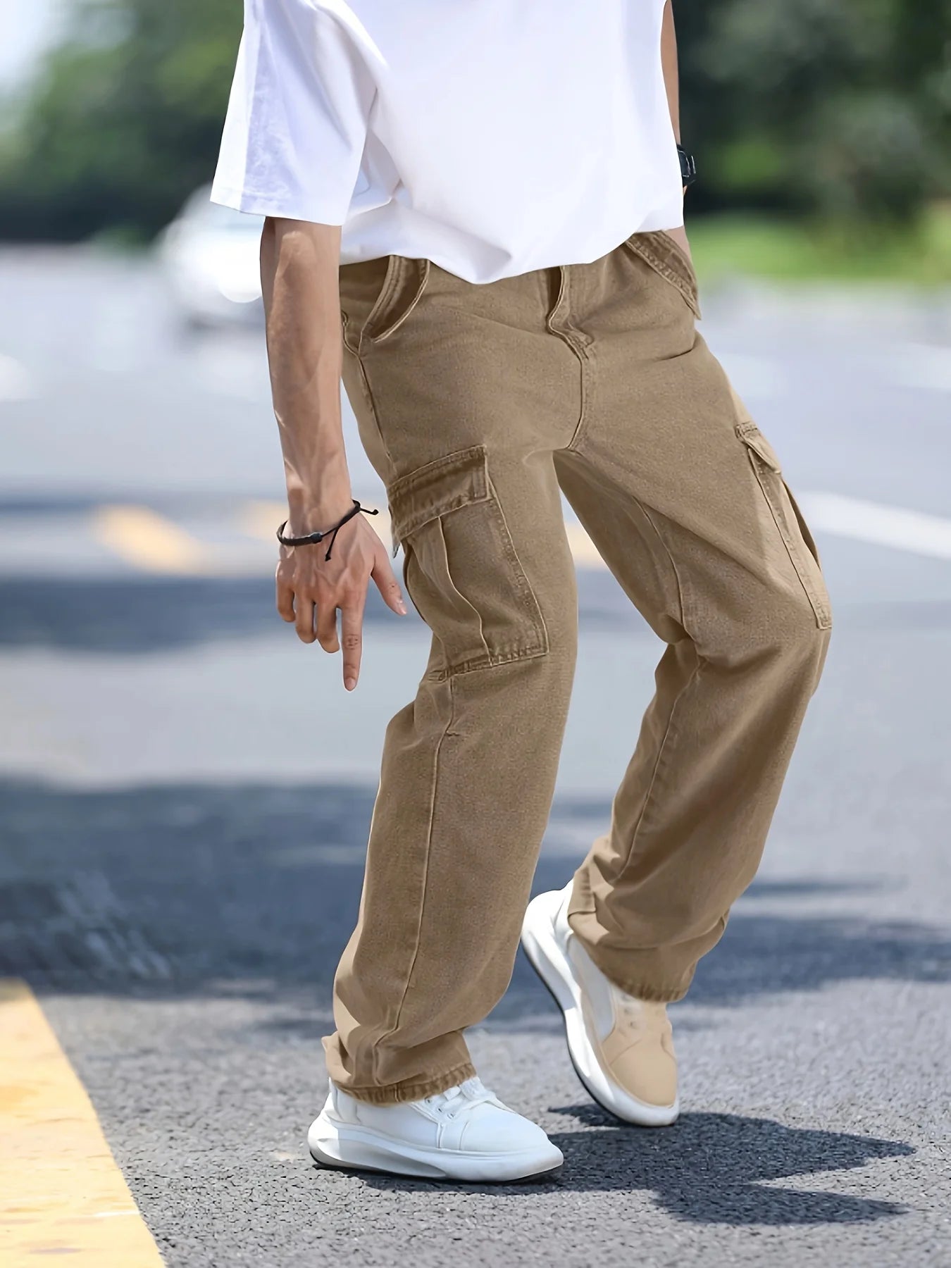 Men's multi pocket denim work pants straight leg denim pants - Buy online at  Vibe In Cart.