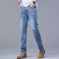 Spring Men's Light Blue Slim Jeans Stylish Casual Stretch Fabric Denim Pants Classic Trousers Smoke Gray - Buy online at  Vibe In Cart.