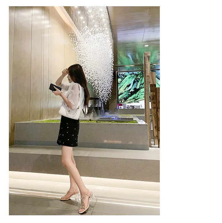 Women;s Sandals Pvc Crystal Flower Shoes for Women Decoration Chunky Heel Sandals Ladies Back Strap Fashion Shoes Female2024 - Buy online at  Vibe In Cart.