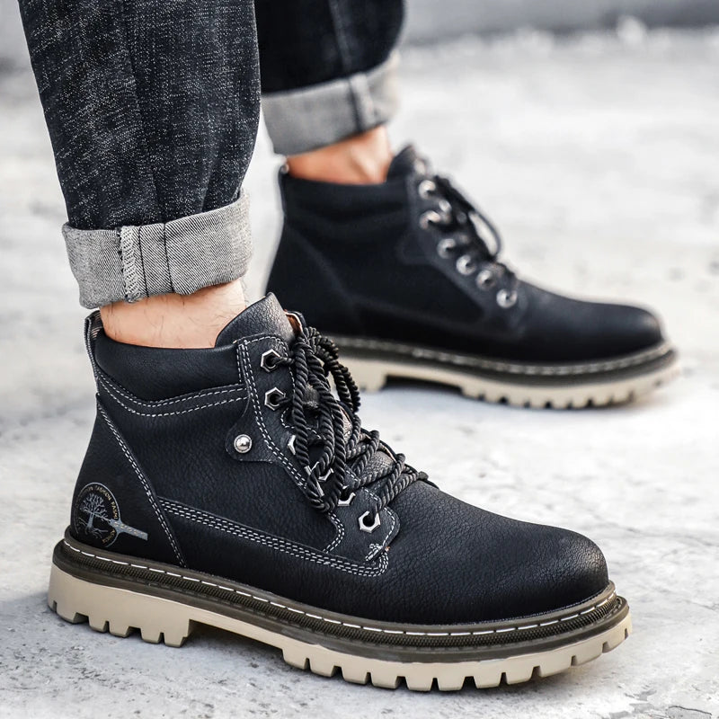 Autumn and Winter New Casual High-Top Men's Boots Men's Thick-Soled Short Boots Chelsea Boots Fashion Versatile Business Shoes Driving Shoes - Buy online at  Vibe In Cart.