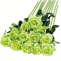 Artificial Silk Rose Bouquet, 12 Pieces for Weddings and Decor