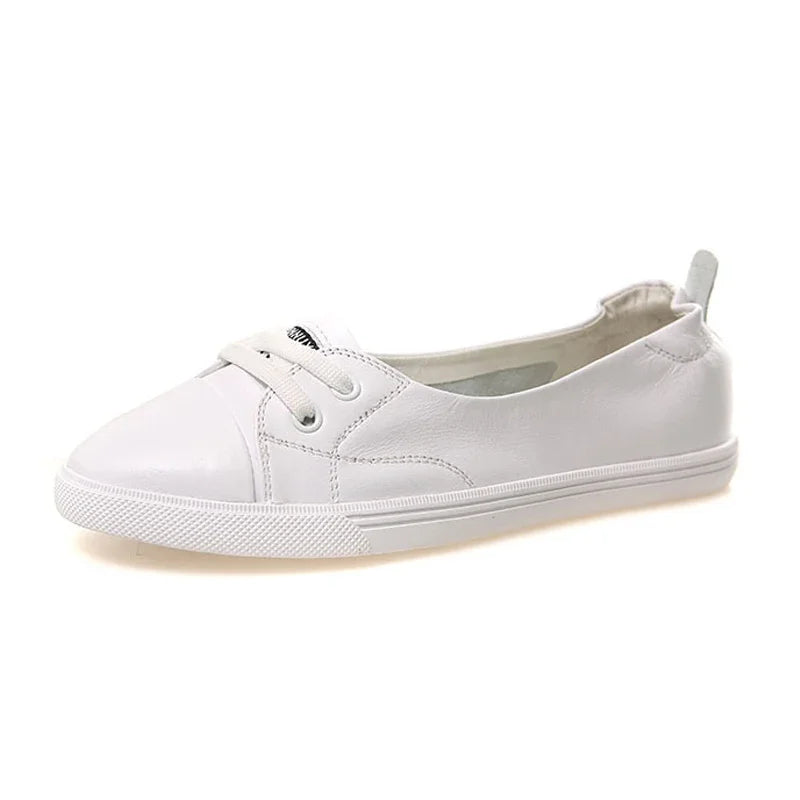 100% Genuine Leather Shoes Women Flat Causal Soft Comfortable Fashion Cowhide Brand Ladies White Shoes - Buy online at  Vibe In Cart.