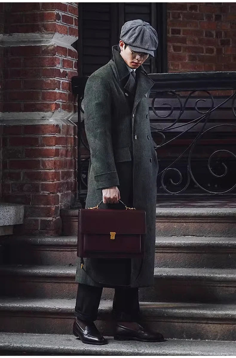 Mauroicardi Autumn Winter Long Warm Green Polo Coat Men Double Breasted Cool Luxury Elegant England Style Wool Blends Overcoat - Buy online at  Vibe In Cart.