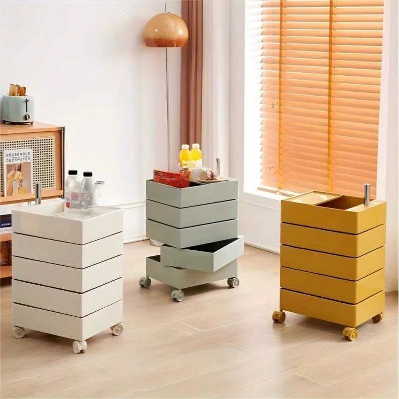 Rotating Storage Cabinet Movable Bedside Table Side Cabinet Cosmetic Storage Cabinet Bedroom Living Room Furniture  Nightstand - Buy online at  Vibe In Cart.
