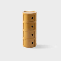 Round Plastic Bedside Table with 4 Drawers for Bedroom