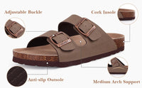 Comwarm Men's Cork Footbed Slides Sandals Arch Support Summer Outdoor Sandals with Adjustable Buckle Leisure Men Leather Slides - Buy online at  Vibe In Cart.