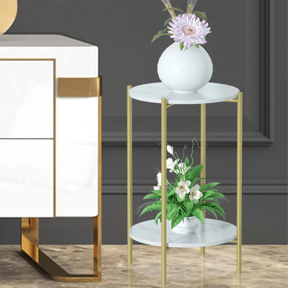 LUVODI 2-Tier Round Coffee End Tables Sofa Side Table Plant Stand with Storage Shelf Metal Frame for Living Room Bedroom - Buy online at  Vibe In Cart.