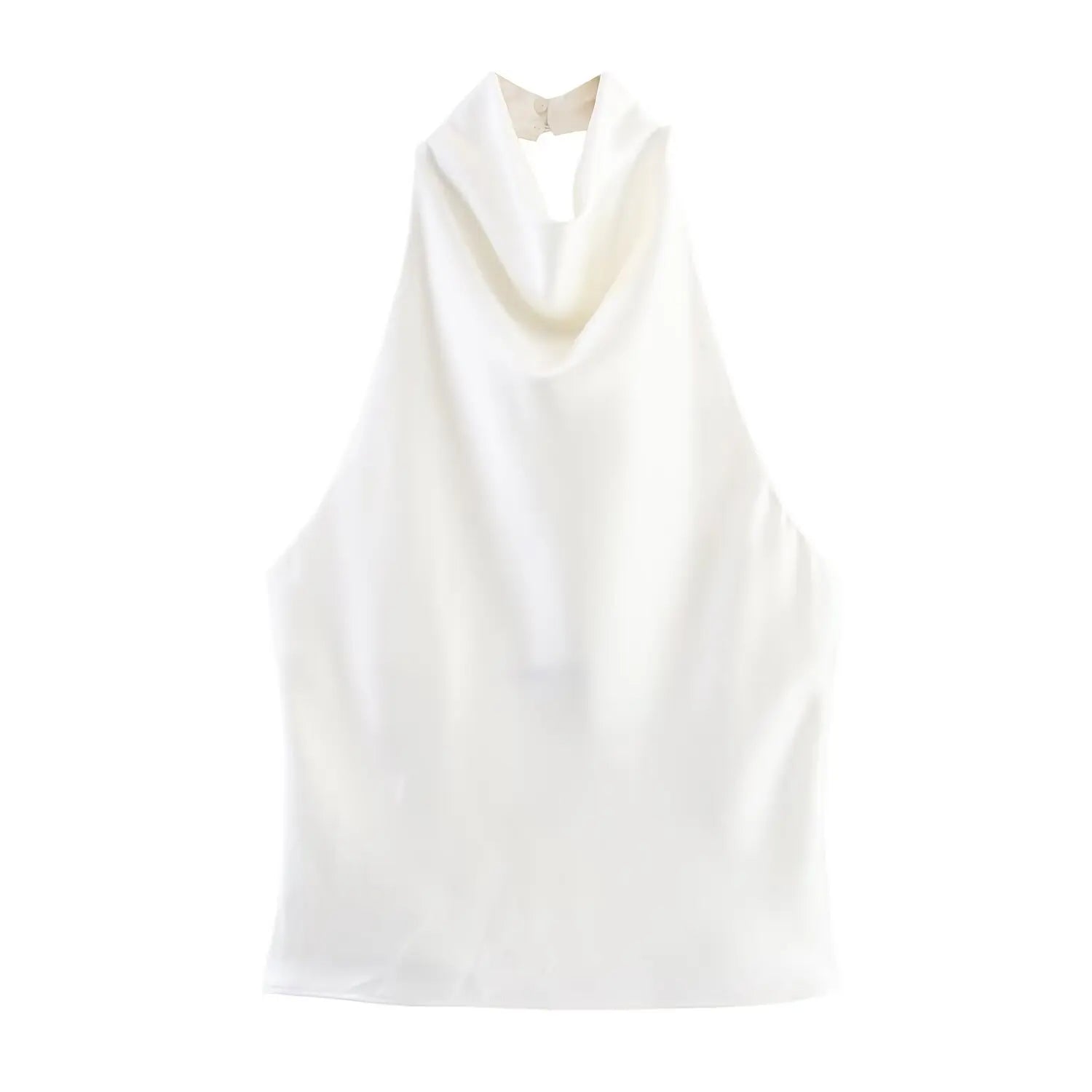 Women's Short Sleeveless Backless Tops with Buttons, Polyester