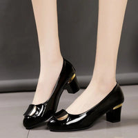 Cresfimix zapatos de mujer fashion sweet white patent leather office career square heel shoes for women lady casual shoes ab153 - Buy online at  Vibe In Cart.