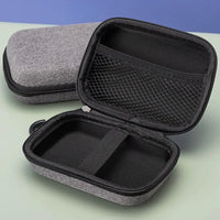 Grey Canvas Zipper Storage Bag for Earphones and Accessories