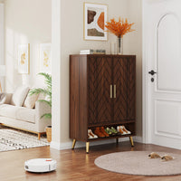 Tribesigns 6-Tier Shoe Cabinet with Doors, Walnut Wooden Shoe Storage Cabinet with Adjustable Shelves for Entryway - Buy online at  Vibe In Cart.