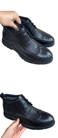 New Men's Short Boots - Genuine Leather Business Shoes with Wool Lining Fashionable and Versatile High-Top Buckle-Up Men's Shoes - Buy online at  Vibe In Cart.