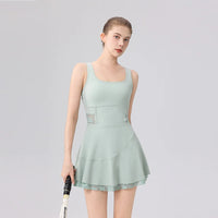 2026 New tennis dress ballet dress sexy back cross lace badminton anti-light lacework Separate shorts yoga golf sports dress