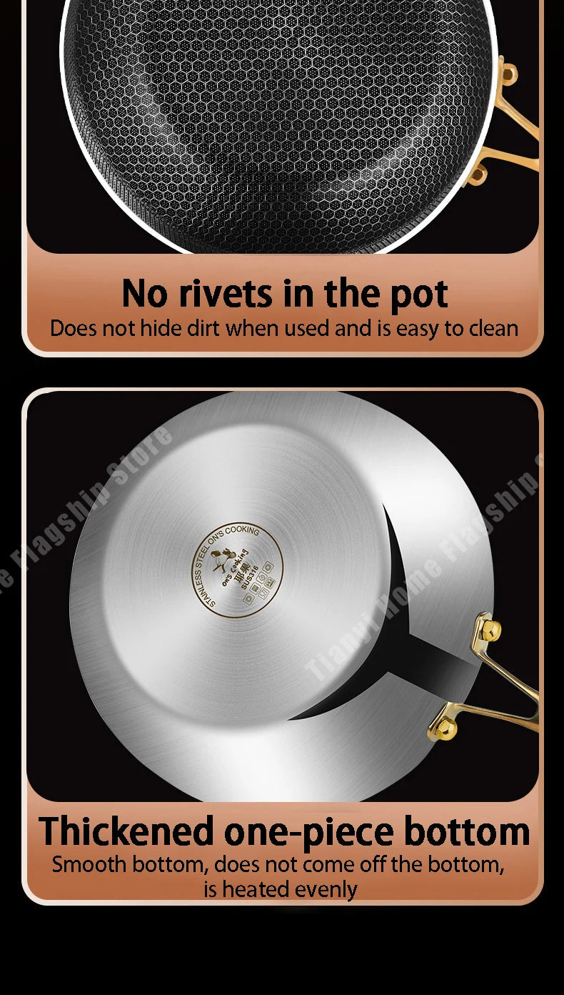 Stainless Steel 28cm Non-Stick Wok for Gas and Induction