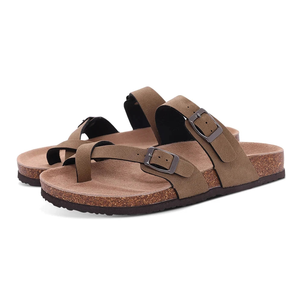 Men's Arch Support Slides Sandals With Adjustable Buckle