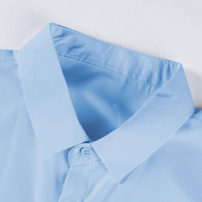 New Men's Business Casual Solid Color Short Sleeved Shirt for Summer Fashion No Ironing Comfortable and Versatile Top - Buy online at  Vibe In Cart.