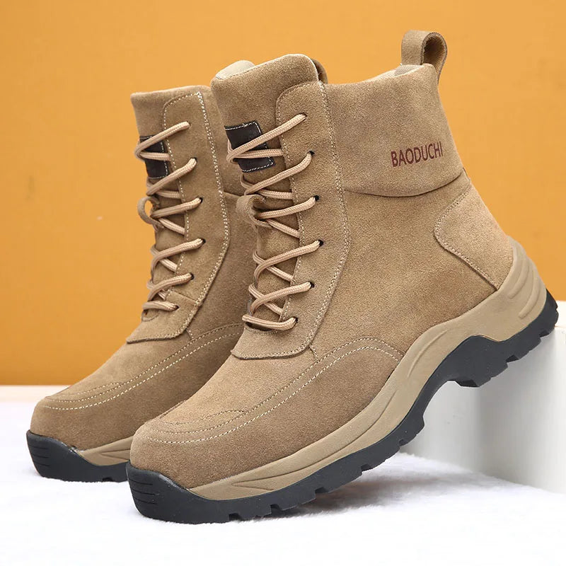 Men's sheepskin and wool integrated snow boots, real leather and fur, winter thick and warm boots slip resistance for Men's ﻿ - Buy online at  Vibe In Cart.