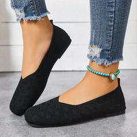 New 2026 Spring/autumn Square Toe Flat Office Boat Solid Color Knitted Slip on Shoes Casual Ballet Flats Shoes Women Loafers - Buy online at  Vibe In Cart.