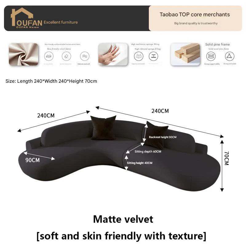 Large L-Shaped White Modern Minimalist Living Room Sofa