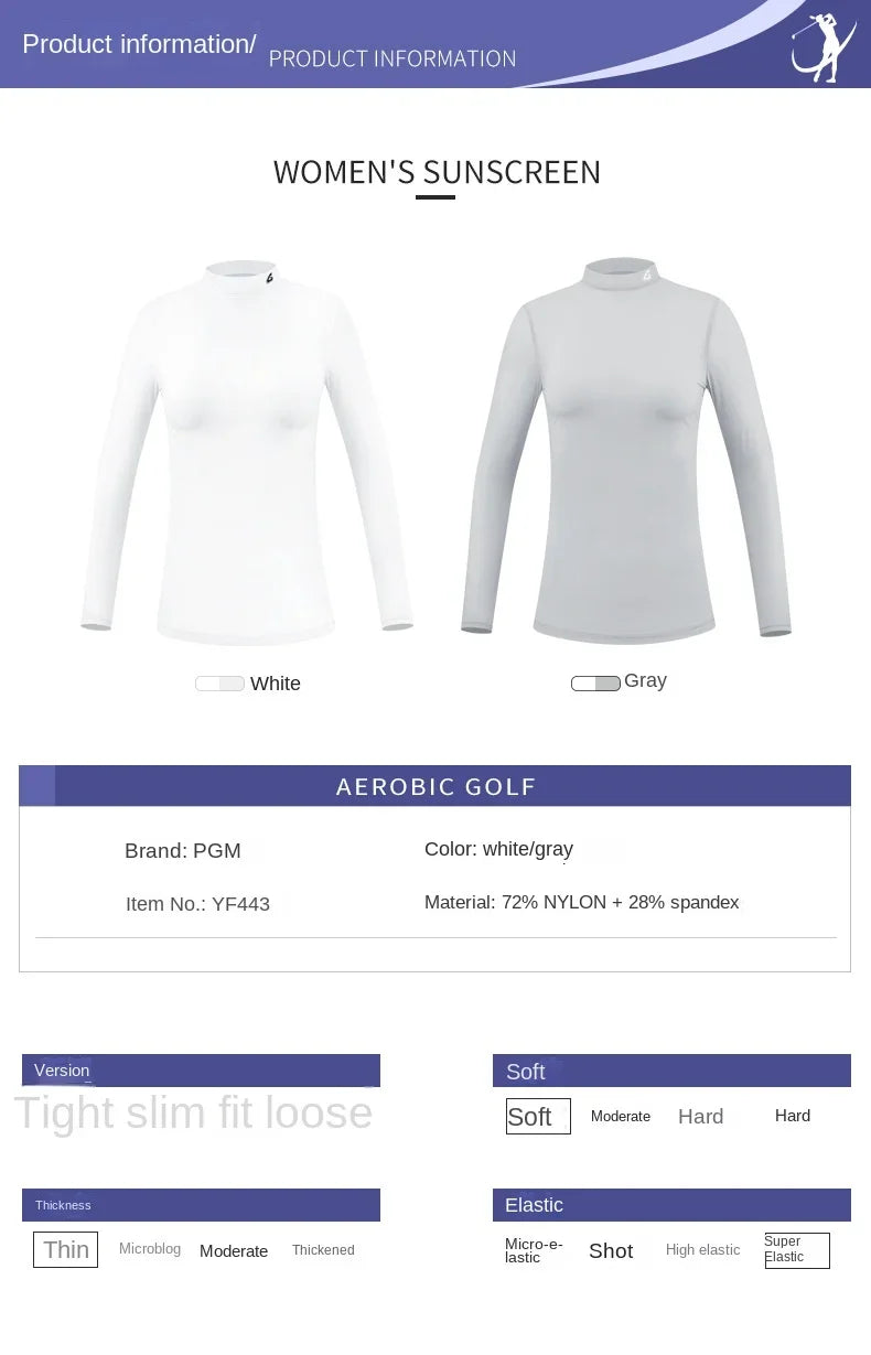 PGM Golf Ice Silk Bottom Coat Shading Sunscreen Long-sleeved T-shirt Ice Silk Shirt Summer Ultra-thin Cool Money YF001 - Buy online at  Vibe In Cart.