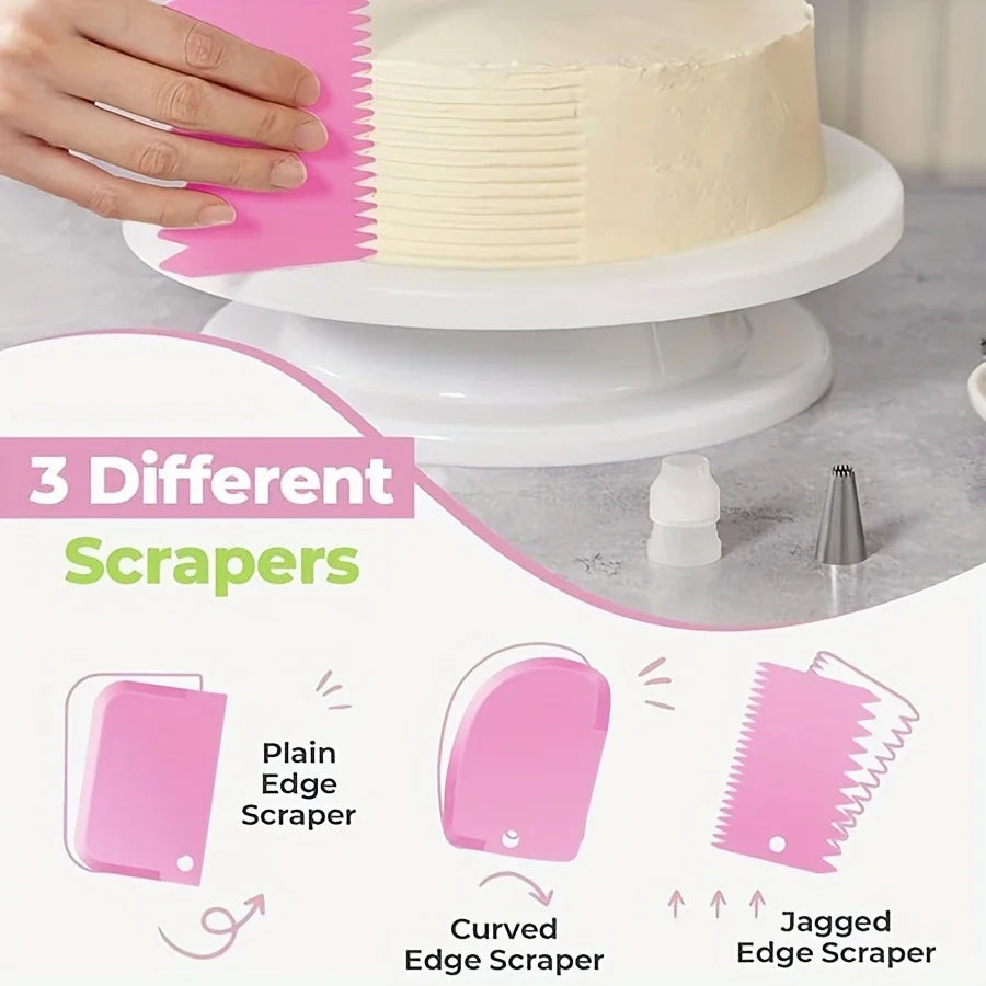 80PCS Cake Decorating Set-Non-Slip Turntable with 14 Piping Tips, Scrapers & Tools for Professional DIY Baking Tools Accessories - Buy online at  Vibe In Cart.