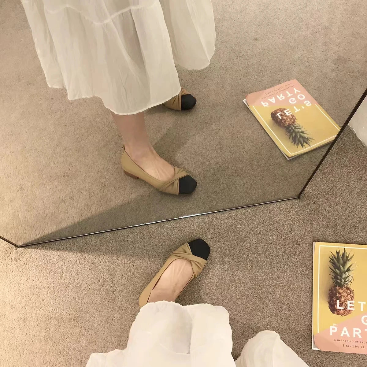 2025 New Round Bow Comfortable Casual Flat Bottomed Shallow Mouth Women's Single Shoes Silk Color Blocked Women's Single Shoes - Buy online at  Vibe In Cart.