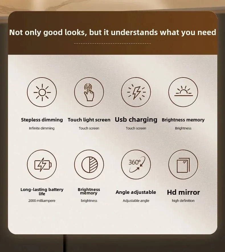 LED Makeup Mirror, 3-Color Light, 360° Rotatable, Touch Control, USB Powered, Tabletop Vanity Mirror for Bedroom Bathroom Travel - Buy online at  Vibe In Cart.