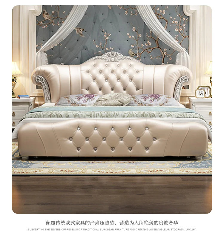 Wood Modern Bed Luxury Leather Classic Wedding Bed European Confortable Safe Camas De Matrimonio Dormitorio Bedroom Furniture - Buy online at  Vibe In Cart.