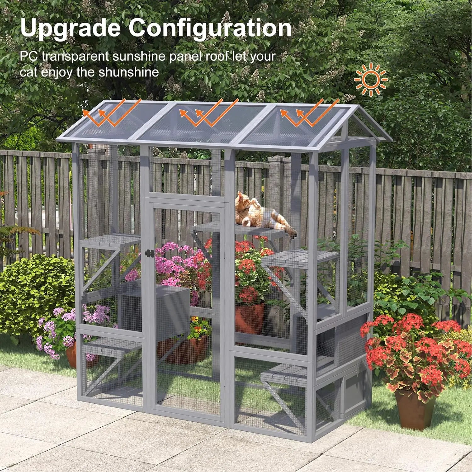 Catio Outdoor Cat Enclosure, Large Cat House for Mulitiple Cats Walk in Cat Cage with Waterproof Cover and Sunshine Panel Roof - Buy online at  Vibe In Cart.
