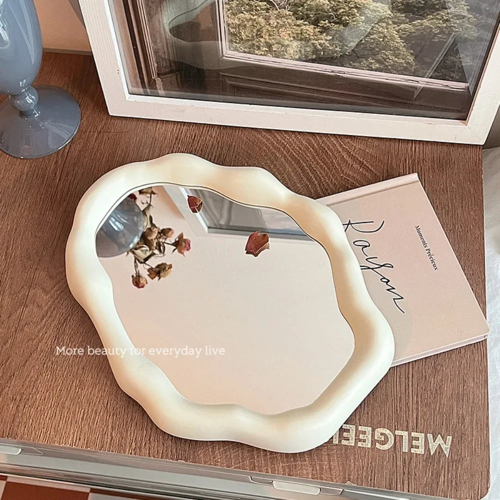1PC Cream Style Makeup Mirror Decorative Irregular Simple Standing Dresser Mirror Cloud Shaped French Hairdressing Wall Mirror - Buy online at  Vibe In Cart.