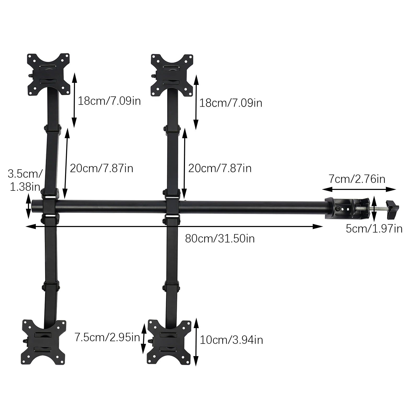 Adjustable Height Monitor Arm for 10-27 Inch Screens with 360 Degree Rotation in Black
