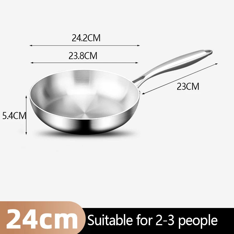 304 Stainless Steel Frying Pan NonStick Pan Fried Steak Pot Uncoated Kitchen Cookware For Gas Stove and Induction Cooker - Buy online at  Vibe In Cart.