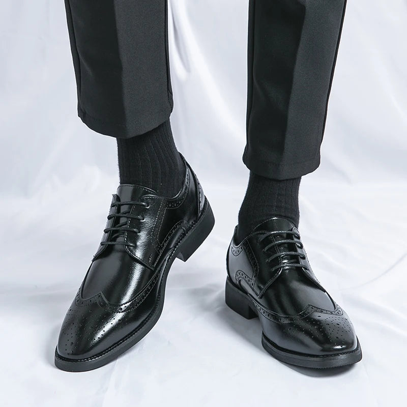 Men's leather shoes for business, retro, breathable, formal, wedding, leisure, business, and work - Buy online at  Vibe In Cart.