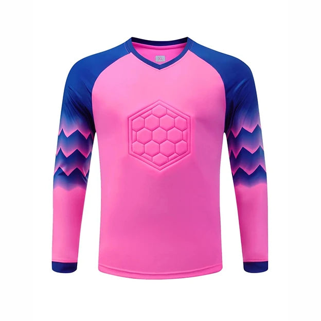 Polyester Spandex Protective Long Sleeve Soccer Goalkeeper Uniform Set with Top and Pants