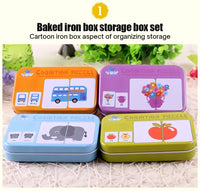 Baby Cognition Puzzle Toys Toddler Kids Iron Box Cards Matching Game Cognitive Card Car Fruit Animal Life Puzzle Gift