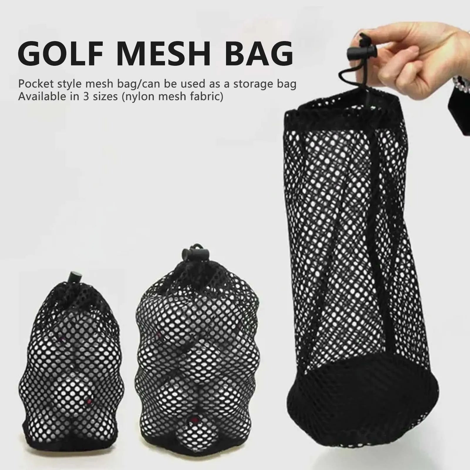 Black Canvas Golf Ball Mesh Pouch Bag for Outdoor Travel