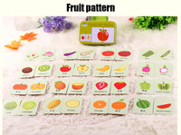 Baby Cognition Puzzle Toys Toddler Kids Iron Box Cards Matching Game Cognitive Card Car Fruit Animal Life Puzzle Gift