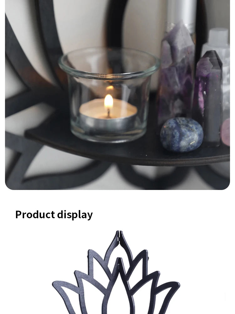 Wooden Lotus Hollow Decorative Rack Aromatherapy Organiser Essential Oil Candle Holder Wall Mounted Shelf Corner Shelf - Buy online at  Vibe In Cart.