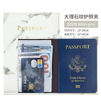 PU Leather Passport Case with Marble Design, 14cm x 10cm