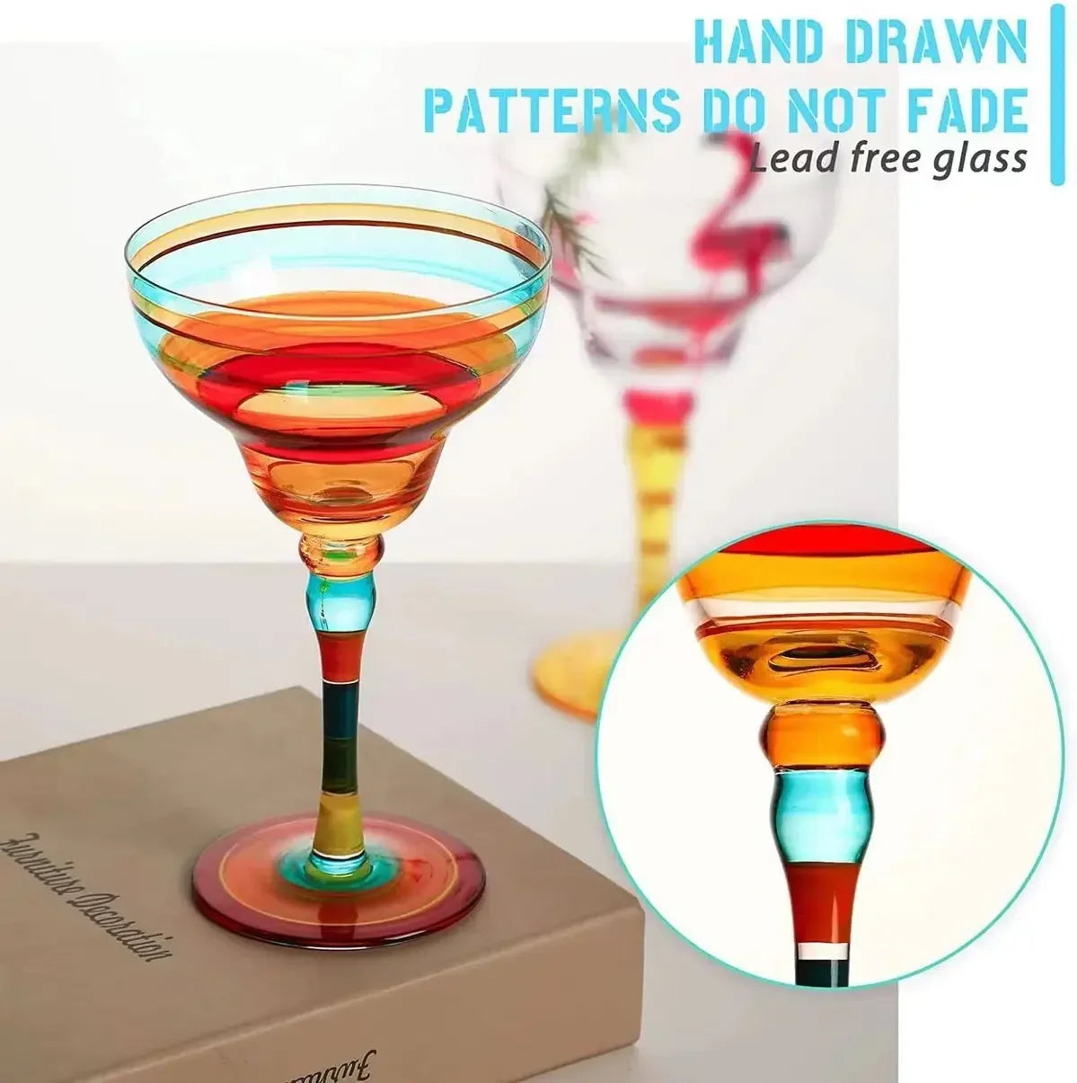Handmade Colorful Margarita & Champagne Cocktail Glasses Set Creative Design for Home Bar Wedding Party Elegant Unique Drinkware - Buy online at  Vibe In Cart.