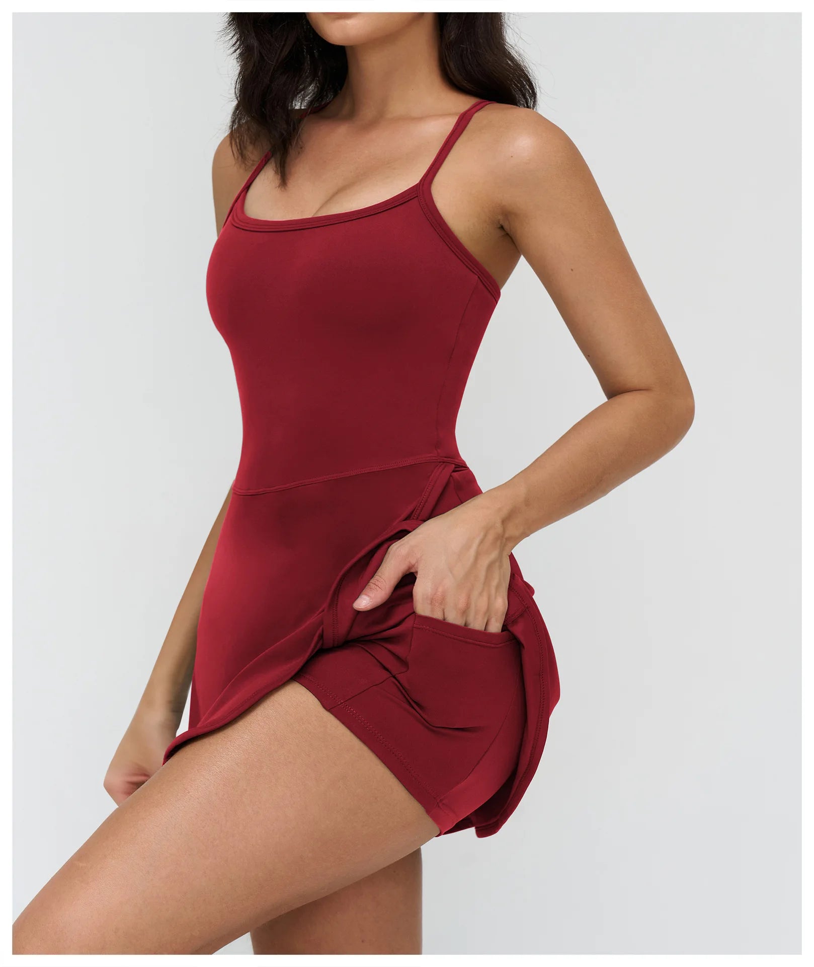 Tennis Dress with Shorts Underneath Women Golf Wear Above Knee Length White Sport Dresses with Shorts Outfit Fitness Workout