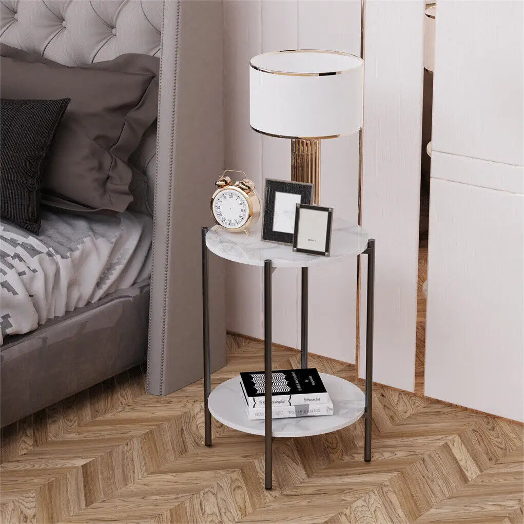 LUVODI 2-Tier Round Coffee End Tables Sofa Side Table Plant Stand with Storage Shelf Metal Frame for Living Room Bedroom - Buy online at  Vibe In Cart.
