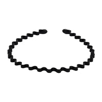 Unisex Black Waved Metal Hair Band for Adults, 6 Pieces