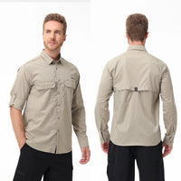 Summer Men's UPF 50+ Casual Long Sleeve Fishing Shirts, Lightweight Tactical Button Down Shirt with Breathable Back Mesh - Buy online at  Vibe In Cart.