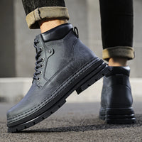 Leather Ankle Boots Stylish Walking Shoes Outdoor Men Casual Footwear Winter Plush Snow Boots New Trendl Mens High Top Shoes - Buy online at  Vibe In Cart.
