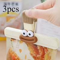 3pcs Creative Face Bag Sealing Clip Food Snack Clip Kitchen Tools Decorative Small Clip Refrigerator Plastic Food Bag Storage - Buy online at  Vibe In Cart.