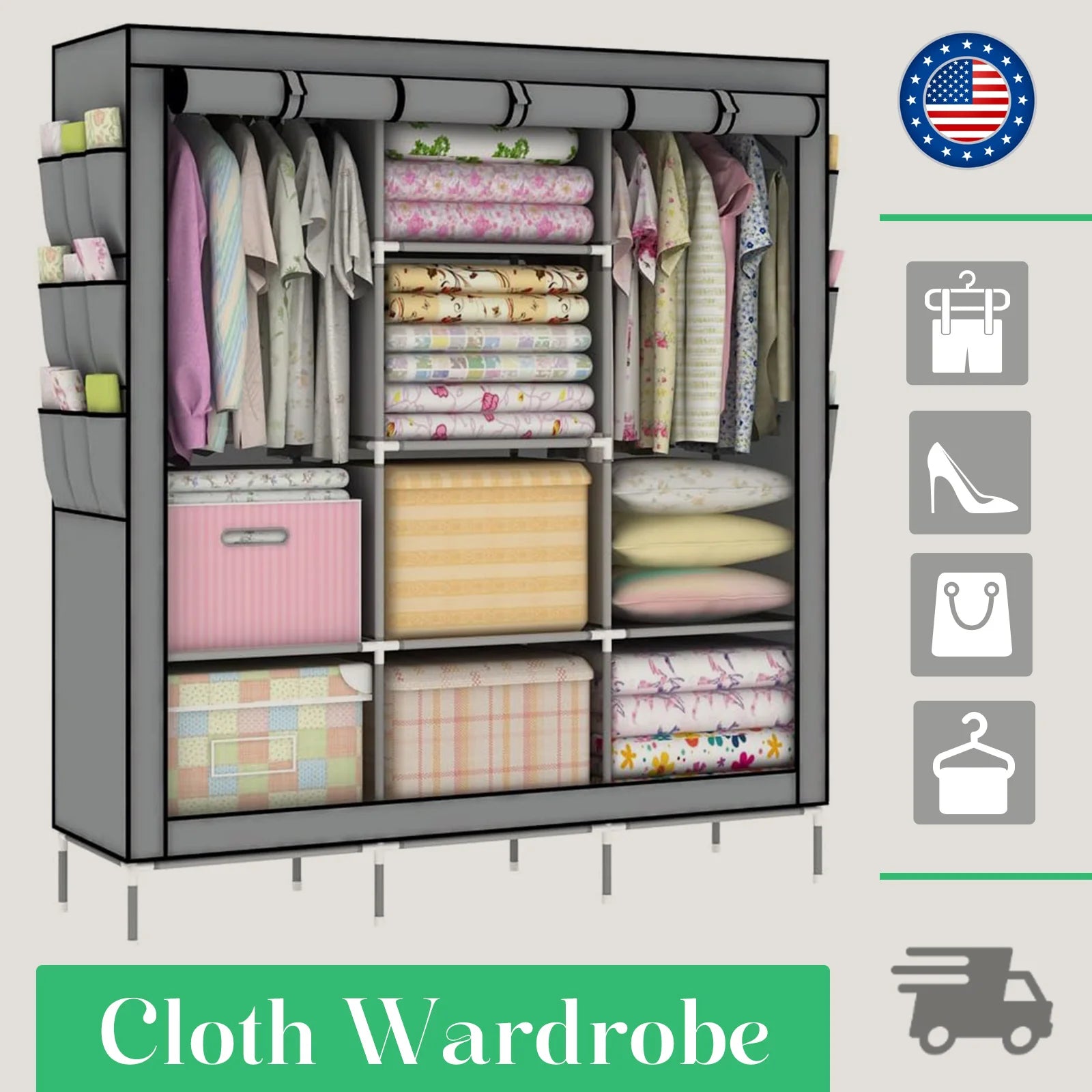 Portable Closet 51-Inch Dustproof Wardrobe Organizer Multi-laye Home Storage Rack Clothes Bedroom Shoe Quick and Easy to Assembl - Buy online at  Vibe In Cart.
