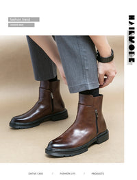 Men's autumn high-top leather shoes men's height-increasing British Chelsea boots short boots business casual men's boots - Buy online at  Vibe In Cart.