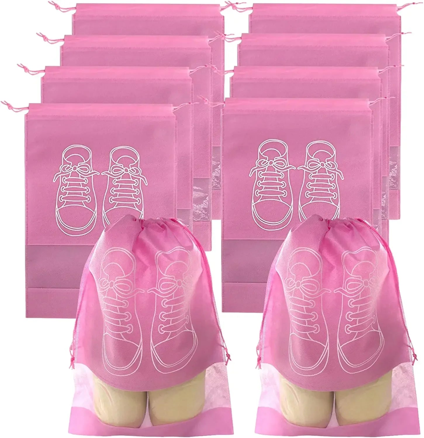 Large Non-Woven Fabric Shoes Storage Organizer Bags, 5 or 10 Pack